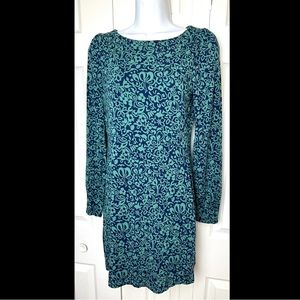 BODEN Maisie Tunic Top Blouse Mini Dress Jersey Knit Green Navy Blue Floral